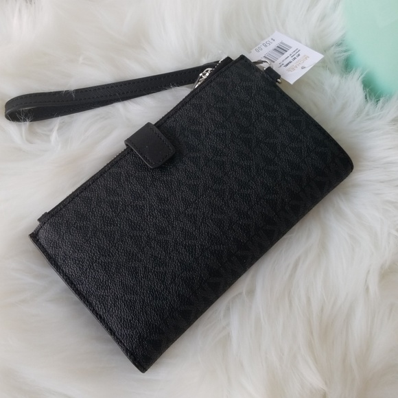 Michael Kors Jet Set Double Zip PVC Black Wristlet - Picture 3 of 7